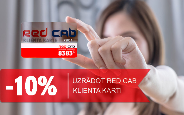 Ar Red Cab klienta karti maksā par 10% mazāk!